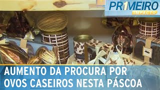 Procura por ovos de chocolate registra aumento de 17 neste ano  Primeiro Impacto 260324 [upl. by Goldenberg]