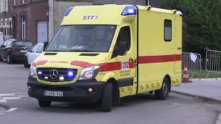 Belgium Sambreville fire brigade ambulances departing [upl. by Htebezile]