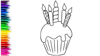 Birthday Cupcake Stanley Drawing Painting and Coloring Picture for Kids amp ToddlersChild Art [upl. by Thay]