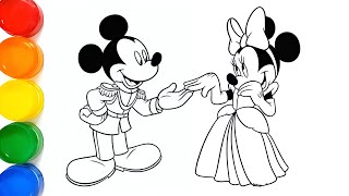 Mickey Mouse Proposing Minnie Mouse Drawing Easy  Drawing Painting and Coloring for Kids [upl. by Evangelist437]