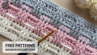 EASY Crochet Pattern for Beginners 🌸 Crochet Stitch for Baby Blanket Bag amp Scarf [upl. by Atikin]