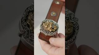 Leather Belt with Brass and Brass Silver Buckle handmade diycrafts fashion [upl. by Cloe]