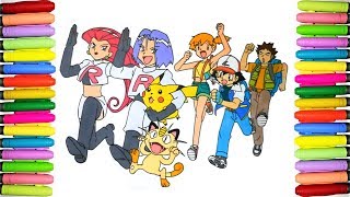 Pokemon coloring pages Ash and friends Vs Team Rocket [upl. by Bryner]