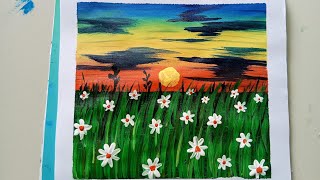 Discover FRESH Morning Flowers in Painting art painting canvas acrylic landscape [upl. by Aisiat]