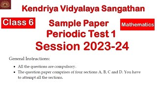 PT1 Question Paper  Class6 Maths  Sample Paper  Kendriya Vidyalaya [upl. by Aratal]