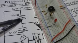 Programmable Unijunction Transistor PUT 2N6027 demonstration circuit step by step build [upl. by Killam976]