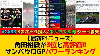 【最新F1ニュース】角田裕毅が3位と高評価 F1公式サンパウロGPパワーランキング [upl. by Stephens]