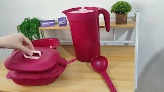 Tupperware  Travessa Servire com alça móvel 13L com colher e 2L com concha  Jarra 38L [upl. by Ahsiuqet104]