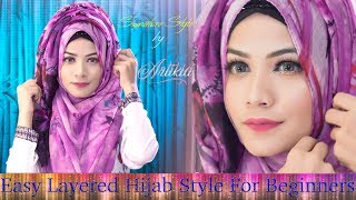 Easy Layered Hijab Style for Beginners  Hijab Tutorial  Artikia [upl. by Sidalg]