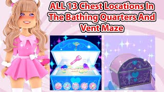 EASY ALL 13 Chest Locations In The Bathing Quarters And Vent Maze Royale High Campus 3 Update [upl. by Tait]