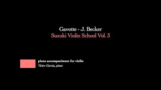 5 Gavotte  J Becker  SUZUKI VIOLIN BOOK 3 PIANO ACCOMPANIMENT [upl. by Gnni]