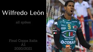 Wilfredo León  Coppa Italia Final  20202021  Spikes [upl. by Kester67]