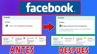 SOLUCION Monetización Restringida de FACEBOOK Pagina en ROJO Amarillo a VERDE [upl. by Aracaj218]