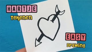 ★ HARTJE TEKENEN ★ VALENTIJN TEKENEN ★ HOE TEKEN JE EEN HARTJE MET PIJL [upl. by Arette]