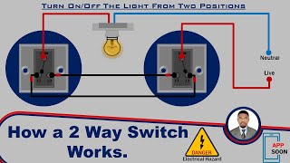 HOW A TWO WAY SWITCH WORKS  2  WAY SWITCH WIRING DIAGRAM [upl. by Neehsar]