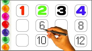 123 Dotted Tracing  English Counting  1 2 3 4  1 to 4 Counting  Kids Learning [upl. by Marchak]