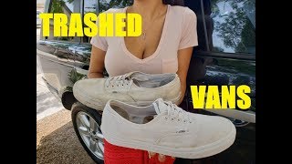 How To Clean ALL WHITE VANS Shoes Cheap and Easy [upl. by Petes]