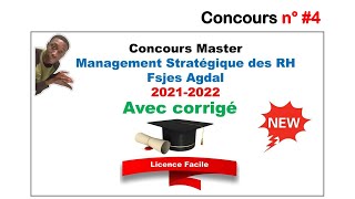 Concoursn°4 Master Management Stratégique des Ressources Humaines MSRH Fsjes AGDAL 20212022 [upl. by Soinski457]