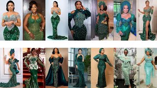 Most Stylish Green Lace Outfits For 2024  Latest Asoebi Styles 2024  Nigerian Lace Styles 2024 [upl. by Minnaminnie]