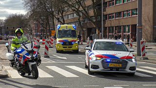 Spoedtransport Verkeerspolitie begeleid ambulance met spoed vanaf steekpartij in Ridderkerk [upl. by Gerrilee]