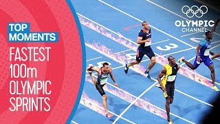 Top Fastest Mens 100m in Olympic History  Top Moments [upl. by Masuh]