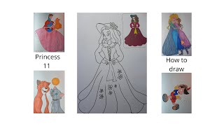 How to draw a Princess 112 black amp white DIY Teach children to draw For kids and parents [upl. by Elimay733]