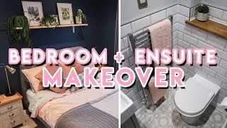 DIY Bedroom Makeover  EnSuite Bathroom Renovation 2019  Dark Blue Gold  Pink [upl. by Eldwon810]