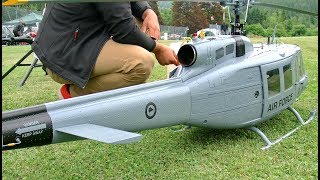 HUGE RC BELL UH1D HUEY VARIO TURBINE SCALE MODEL HELICOPTER FLIGHT DEMONSTRATION [upl. by Zebulon]