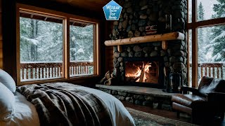 🌨️ Snowfall in a Cabin with a Cozy Fireplace  Suitable for Relaxing and Sleep [upl. by Einohpets]