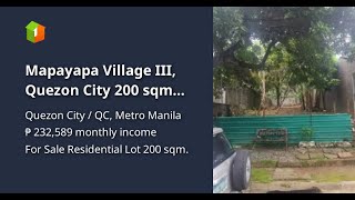 Mapayapa Village III Quezon City 200 sqm Residential Lot for Sale [upl. by Eenattirb]