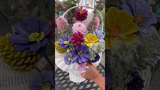 Pine Cone Flowers Flowers in a basket Pine Cone Project pinecones ytshorts crafting spring [upl. by Dimphia]