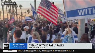 ProIsrael rally hits streets of Huntington Beach [upl. by Irrabaj]