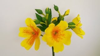 How To Make Cochlospermum Religiosum Flower Tree From Crepe Paper  Craft Tutorial [upl. by Lanevuj]