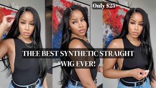 😍BEST Straight Synthetic Lace front Wig EVER Sensationnel Dashly Unit  SharronReneé [upl. by Otit174]