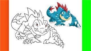 How To Draw Feraligatr From Pokemon  D4Drawing [upl. by Belia]