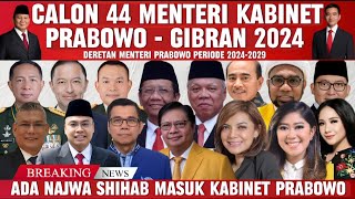 SUSUNAN 44 NAMA CALON MENTERI PRABOWOGIBRAN TERBARU 2024 [upl. by Aigneis]