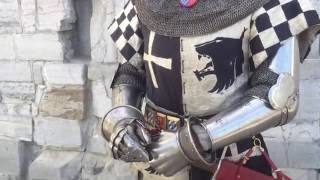 Dressing in late 14th century armour [upl. by Aleahcim]