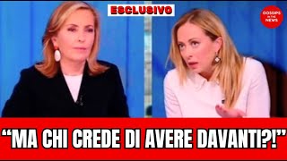 ⚪DURO SCONTRO MELONI PALOMBELLI  LA PREMIER AFFONDA LA PRESENTATRICE SALVATA SOLO DALLA PUBBLICITA [upl. by Eibmab720]