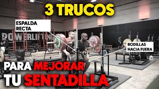 3 Trucos RÁPIDOS y APLICABLES directamente para mejorar tu Sentadilla  Powerlifting [upl. by Pazice]