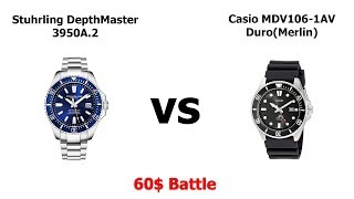 The 60 battle  Casio MDV1061AV VS Stuhrling Depthmaster 3950A2 [upl. by Herve]