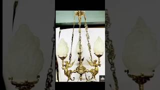 Antique Vintage Old Art Nouveau Brass Mermaid CeilingHanging Chandelier Lamp Light [upl. by Aihceyt]