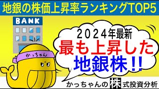 【2024年】日本の地銀株、株価上昇率ランキング！日銀マイナス金利解除寸前 [upl. by Notelrac]