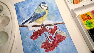 How to paint a Blue tit in watercolor [upl. by Adihaj565]