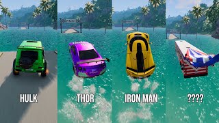 Super Heros Cars Vs Broken Bridge 15 😱 BeamNGDrive  The Real Granny [upl. by Nesnar]