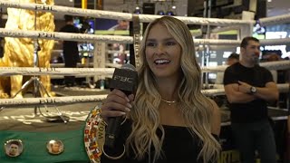 Kinsey Wolanski talks to fans at Davis vs Martin boxing fight Grand Arrivals PremierBoxingChampions [upl. by Atteynod119]