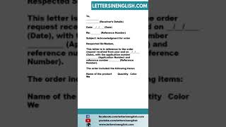 Order Acknowledgment Letter [upl. by Jacquette]