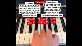 Fallen Down piano tutorial letters and numbers [upl. by Leuqram]