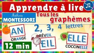 Méthode Montessori  Tous les graphèmes  2 3 et 4 lettres sans fond musical [upl. by Hamid]