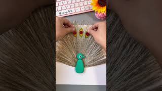 Lets make a beautiful peacock open screen with reeds kindergarten crafts parent child crafts tur [upl. by Delfeena]