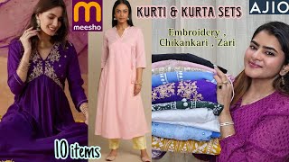 MEESHO kurti amp Kurta set haul  Summer Special Kurtis  MEESHO Chikankari kurtis  Ajio Kurti haul [upl. by Aniarrol]